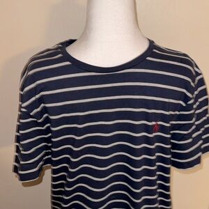 Polo t-shirt size large blue & gray stripe